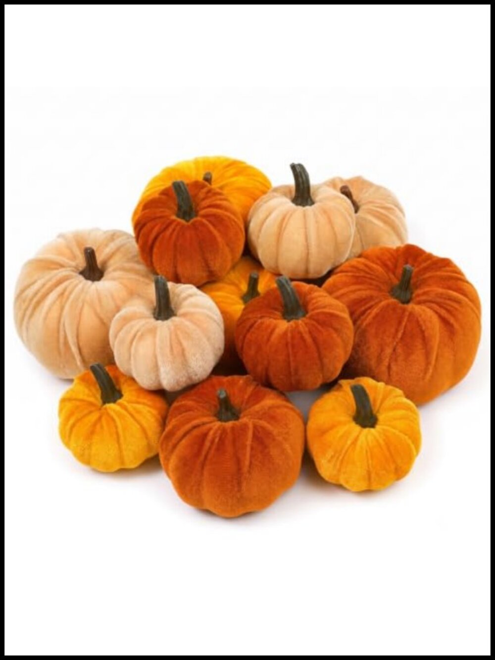 12pc Fall Artificial Velvet Pumpkins Decor Fake Foam Autumn Harvest Set